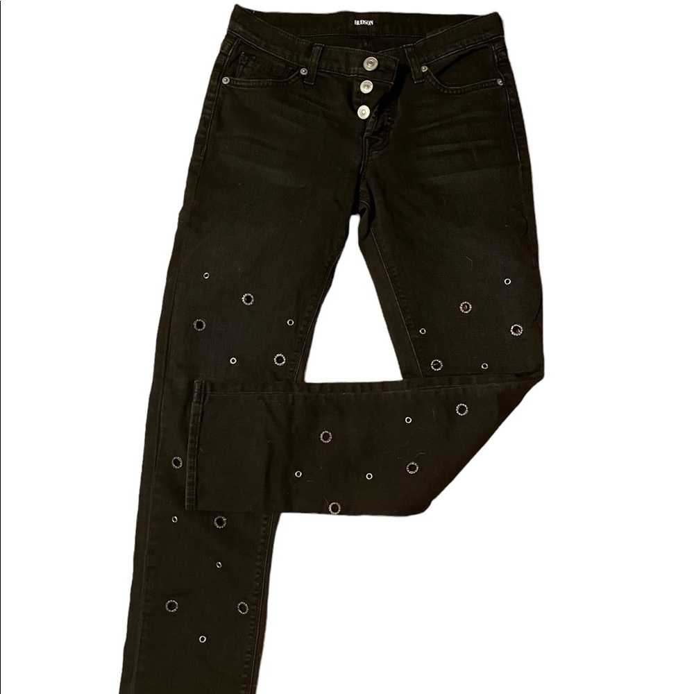 HUDSON JEANS - riley crop relaxed straight with glitter grommets